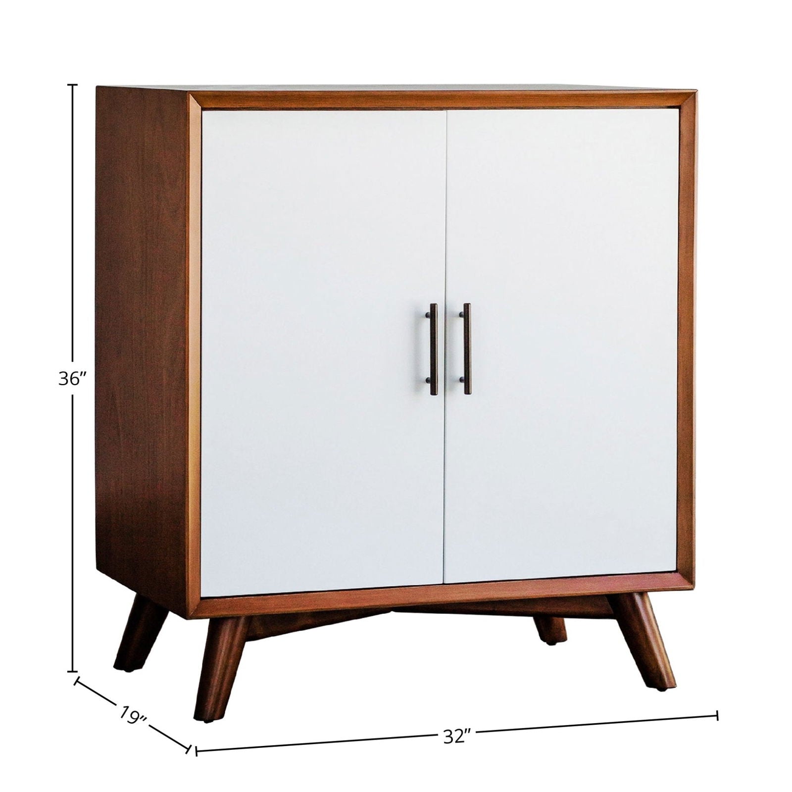 Flynn Small Bar Cabinet, Acorn/White - Mac & Mabel