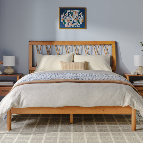 Xavier X Spindle Mid-Century Modern Solid Wood Bed