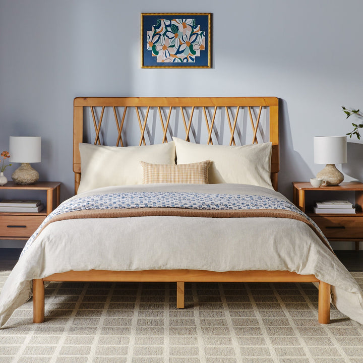 Xavier X Spindle Mid-Century Modern Solid Wood Bed