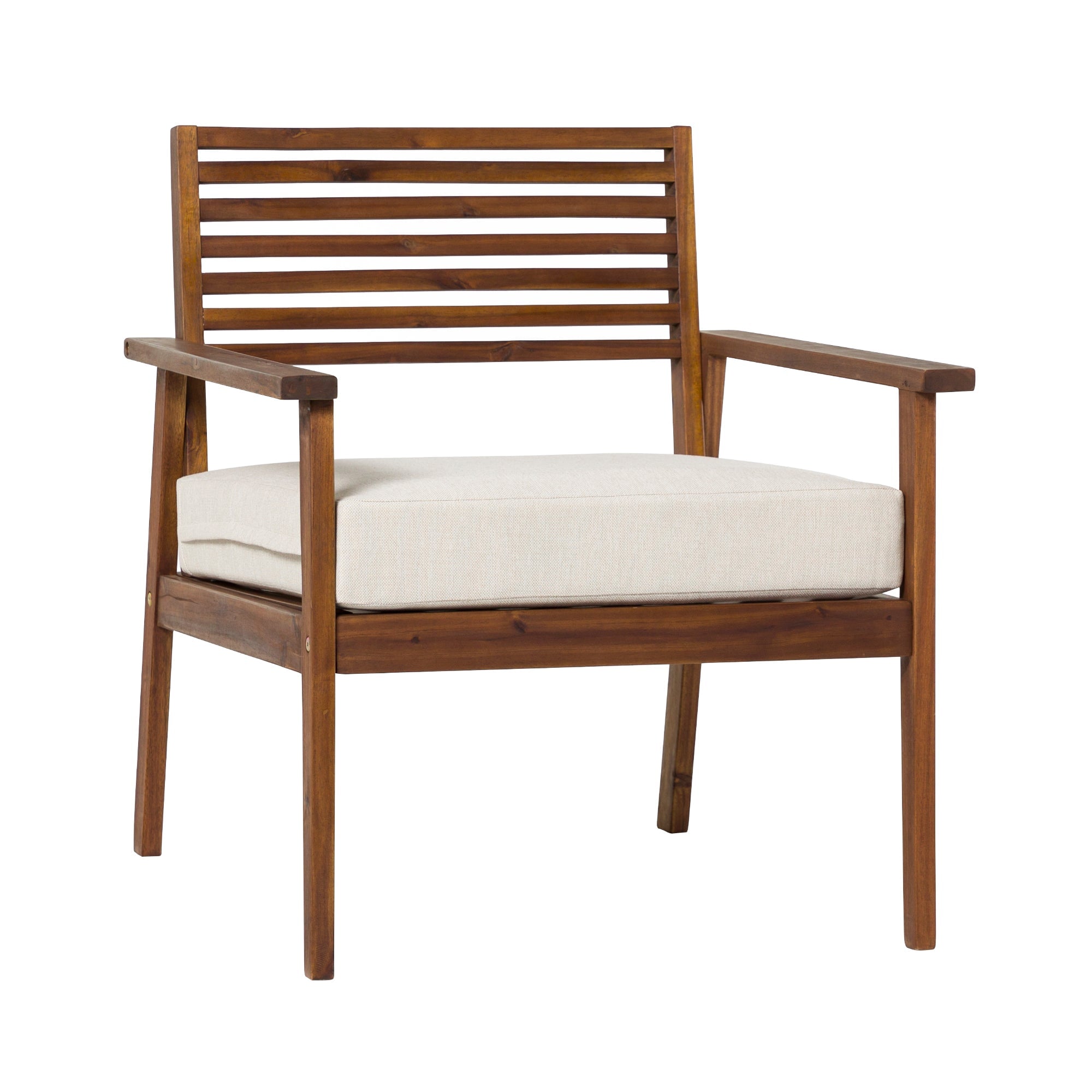 Zander Mid-Century Modern Acacia Outdoor Slat-Back Lounge Chair