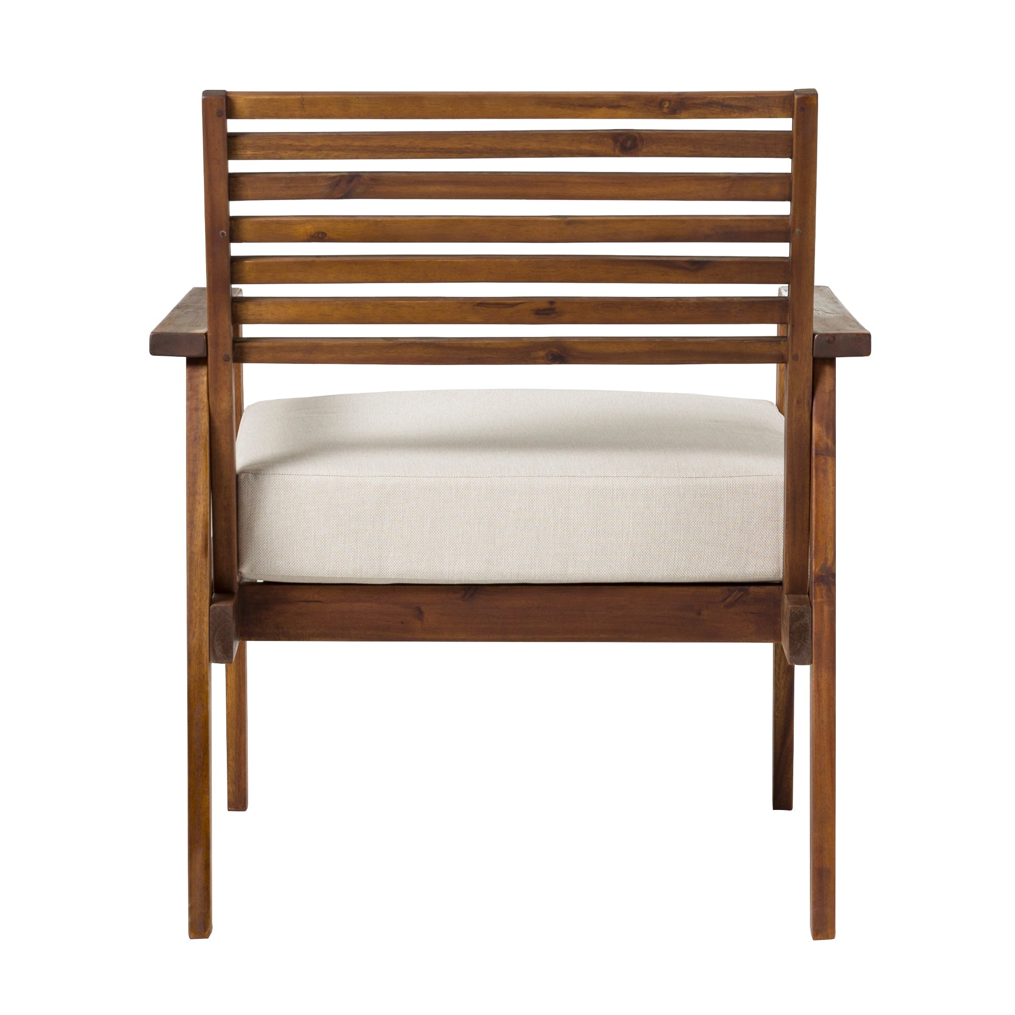 Zander Mid-Century Modern Acacia Outdoor Slat-Back Lounge Chair