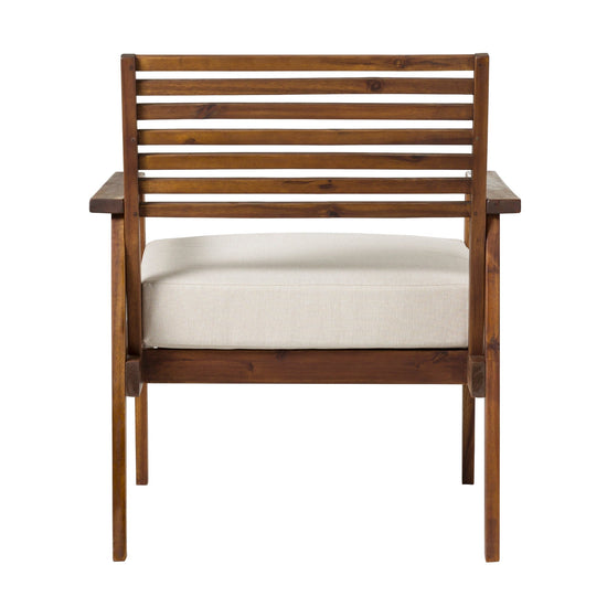 Zander Mid-Century Modern Acacia Outdoor Slat-Back Lounge Chair