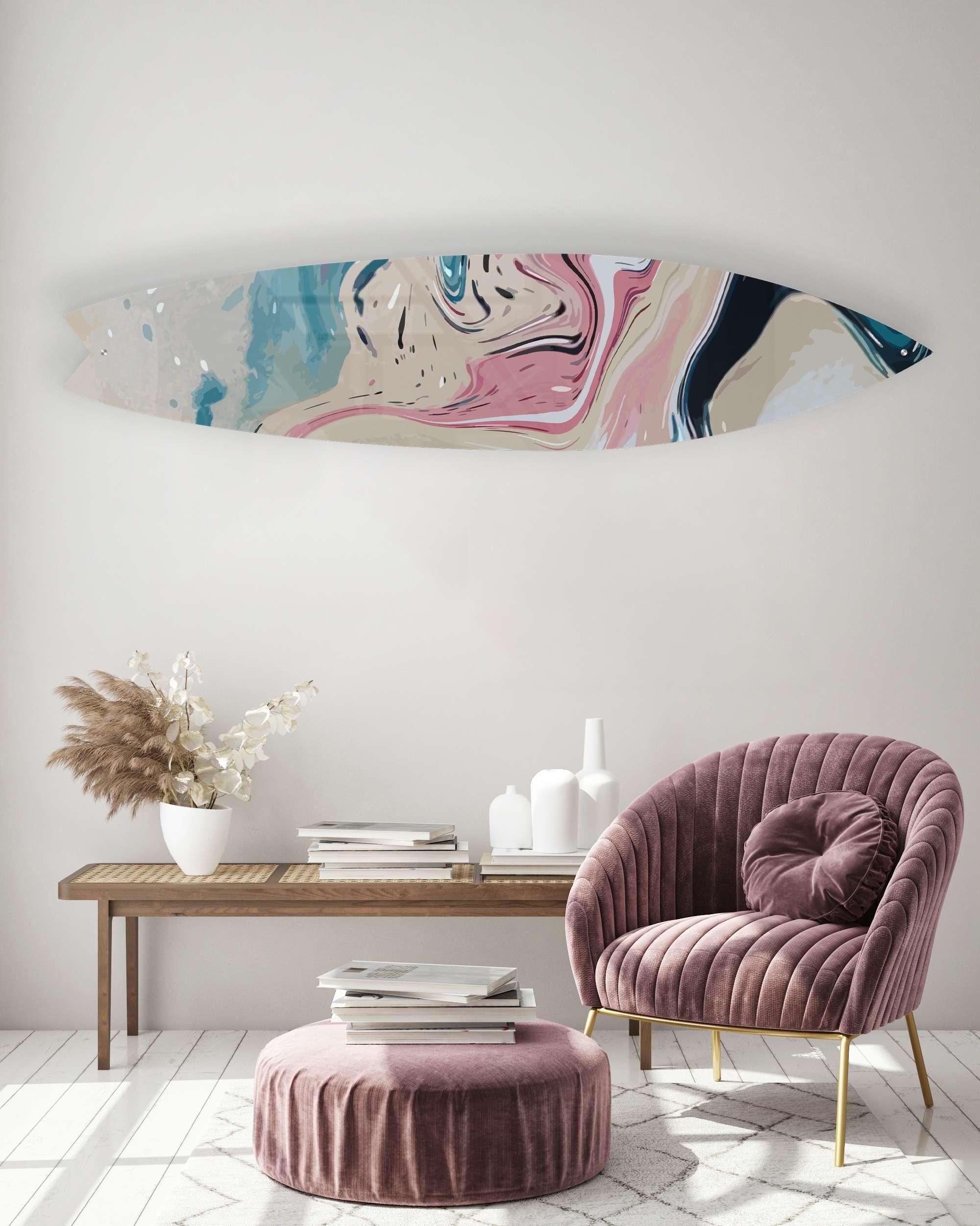 Abstract Melting Pink Acrylic Surfboard Wall Art