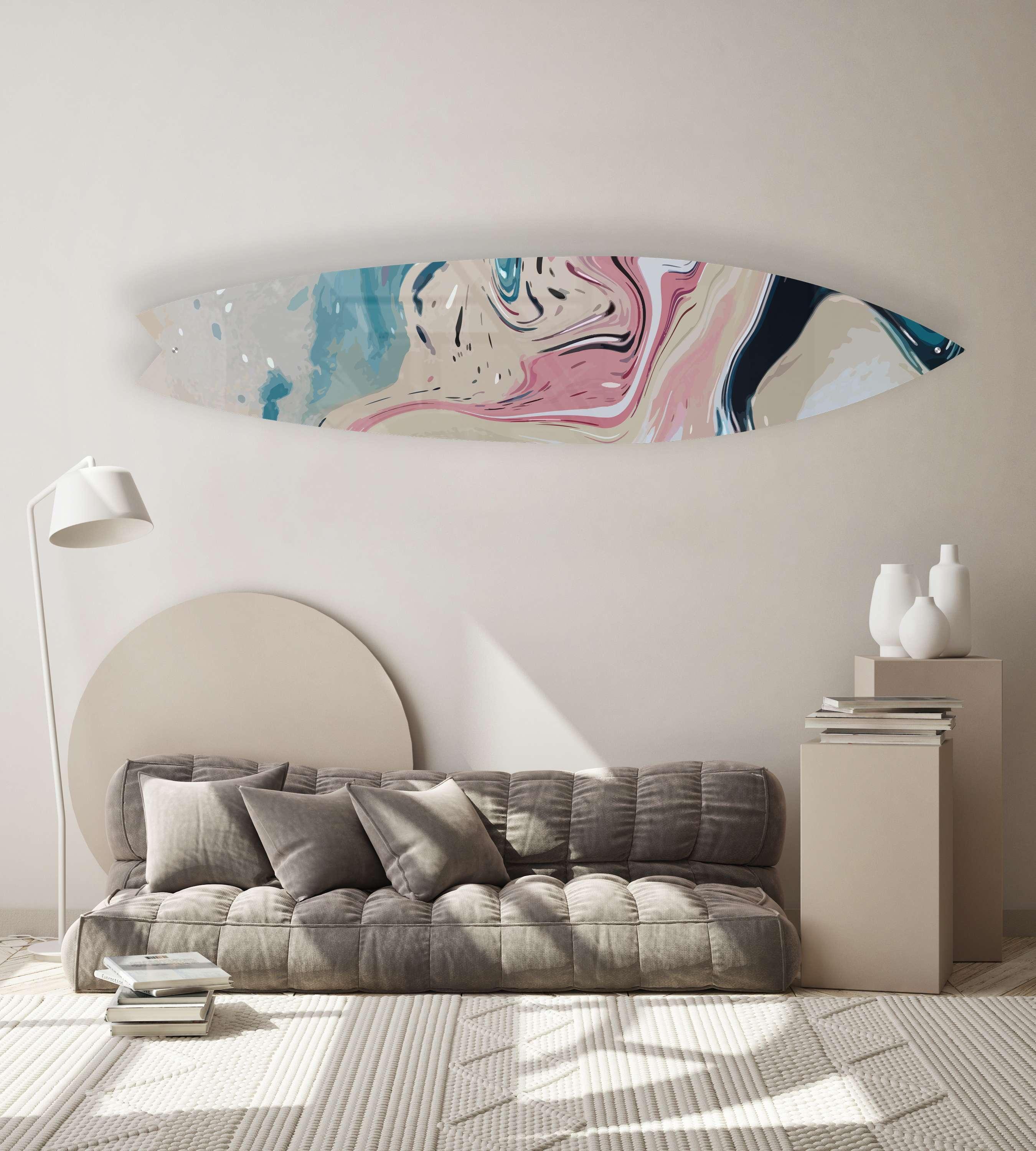 Abstract Melting Pink Acrylic Surfboard Wall Art