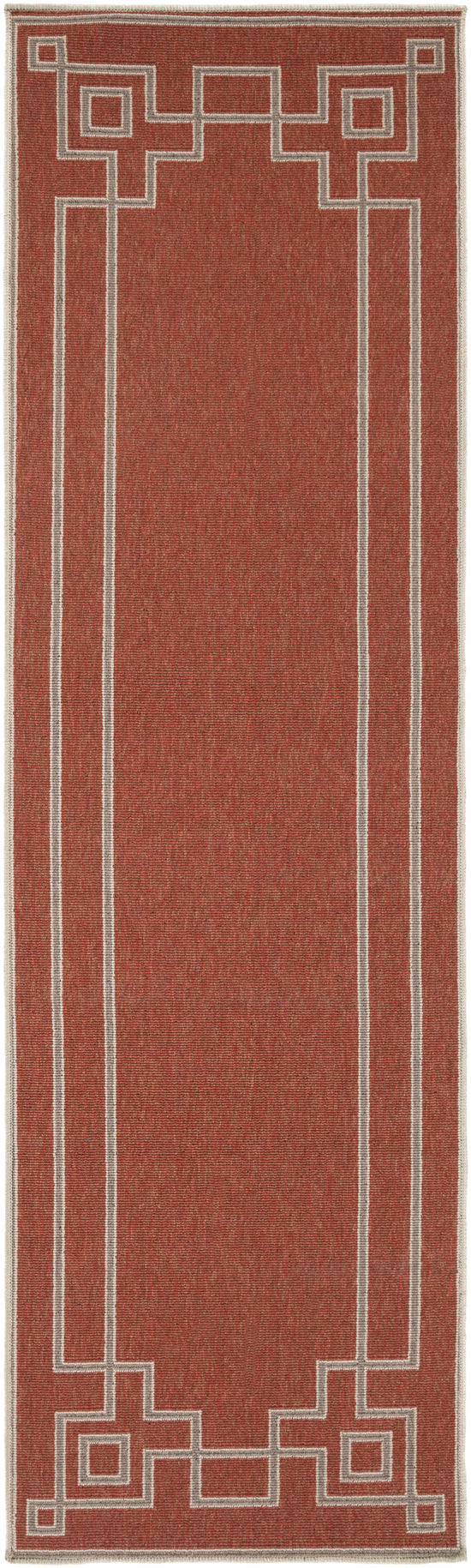 Harborgreek Olefin Outdoor Rug, Brick Red