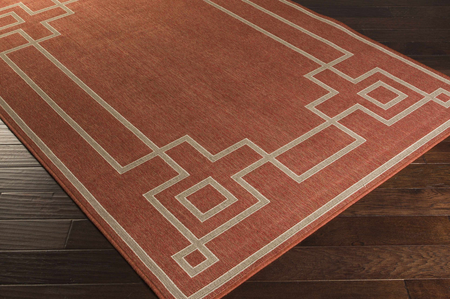 Harborgreek Olefin Outdoor Rug, Brick Red