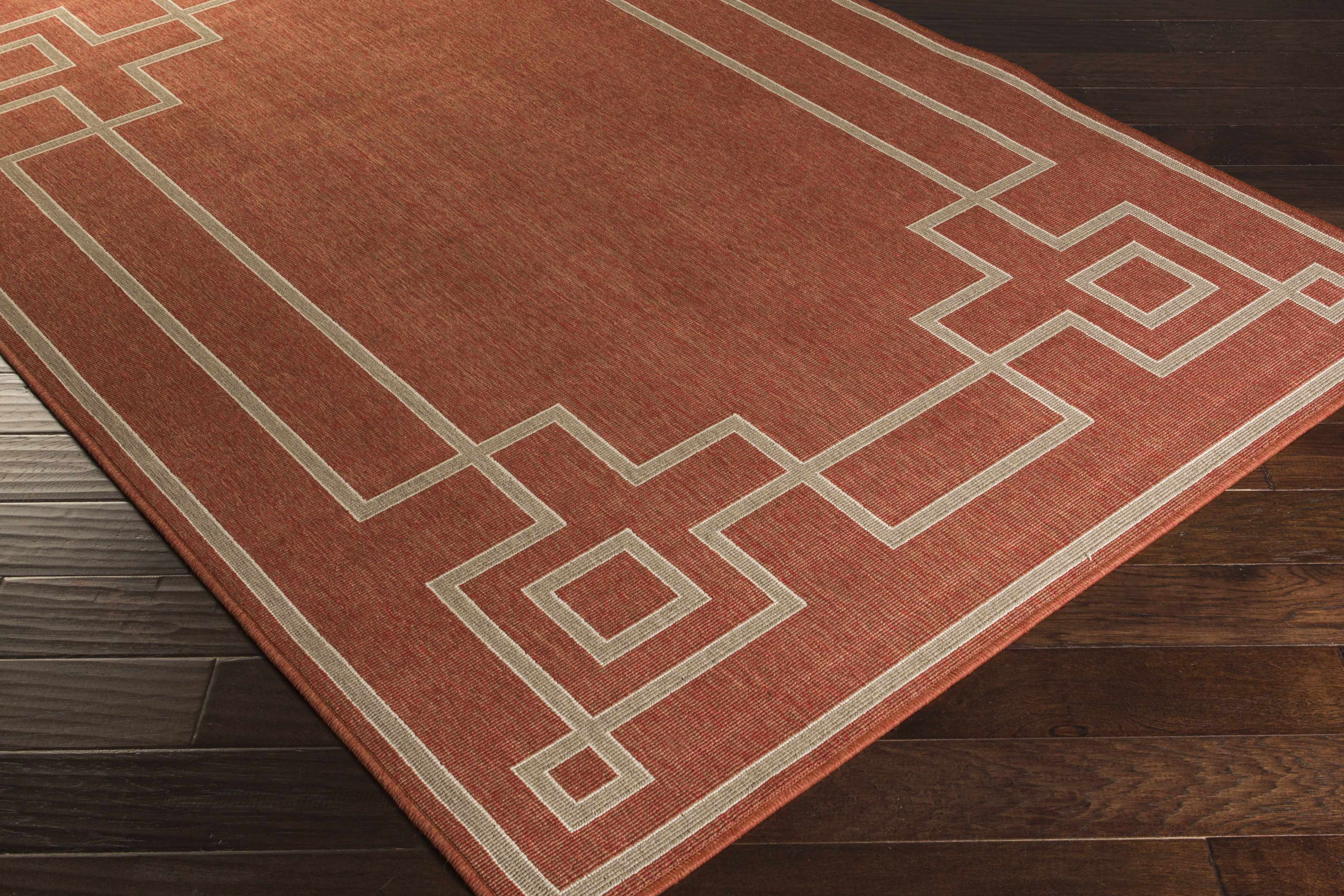 Harborgreek Olefin Outdoor Rug, Brick Red