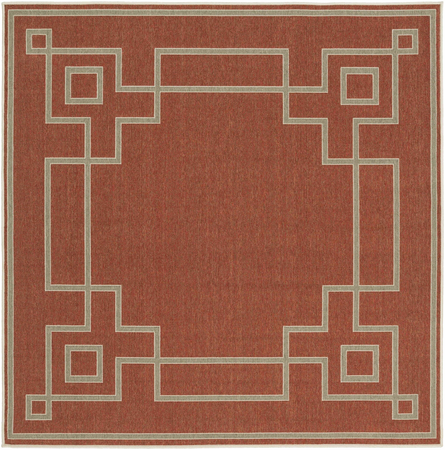 Harborgreek Olefin Outdoor Rug, Brick Red