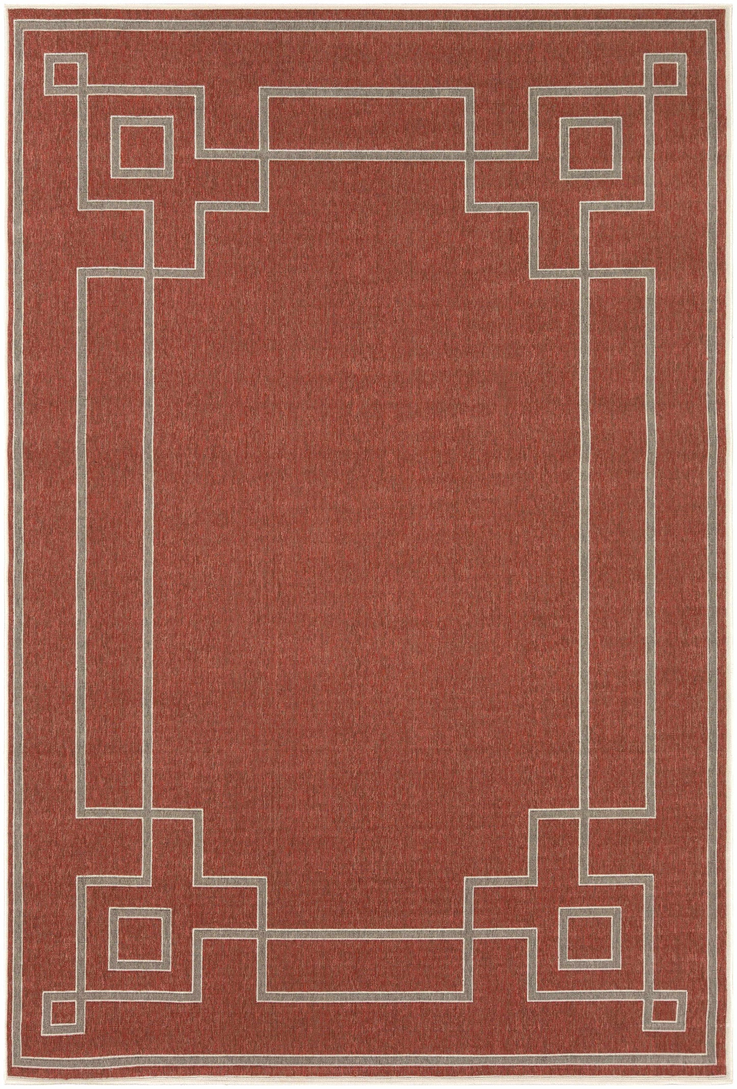 Harborgreek Olefin Outdoor Rug, Brick Red