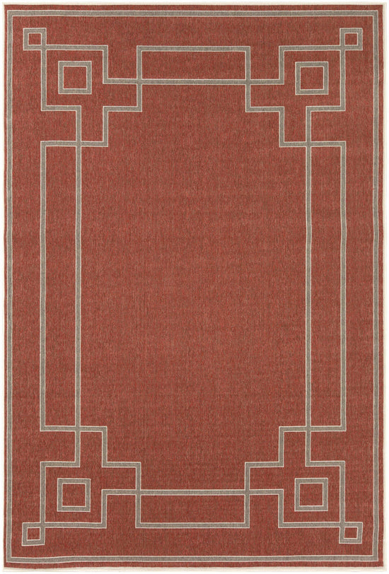 Harborgreek Olefin Outdoor Rug, Brick Red