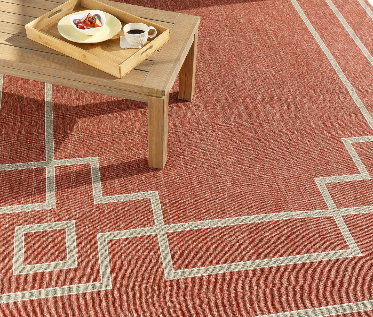 Harborgreek Olefin Outdoor Rug, Brick Red