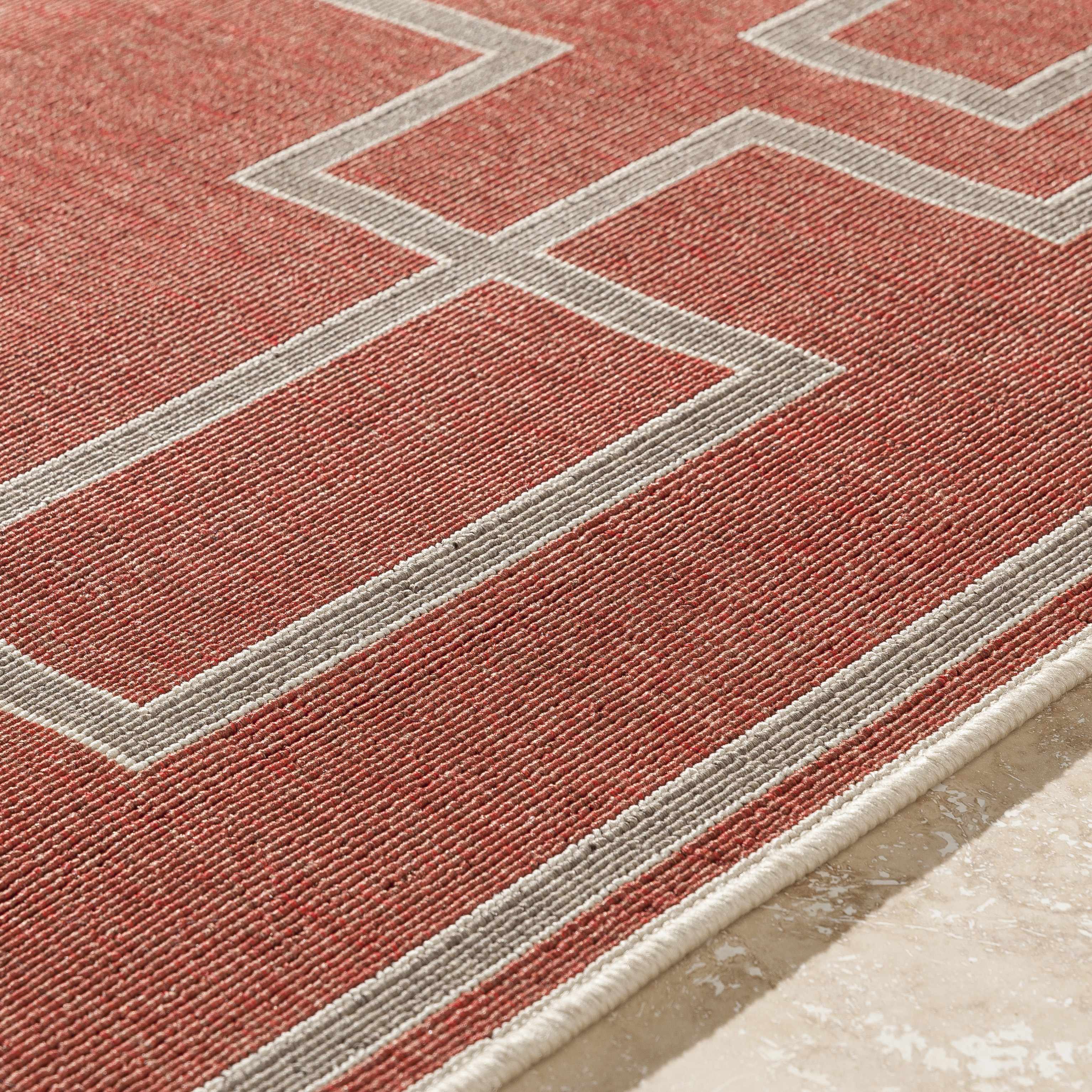 Harborgreek Olefin Outdoor Rug, Brick Red