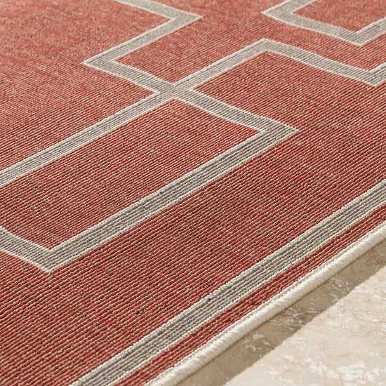 Harborgreek Olefin Outdoor Rug, Brick Red