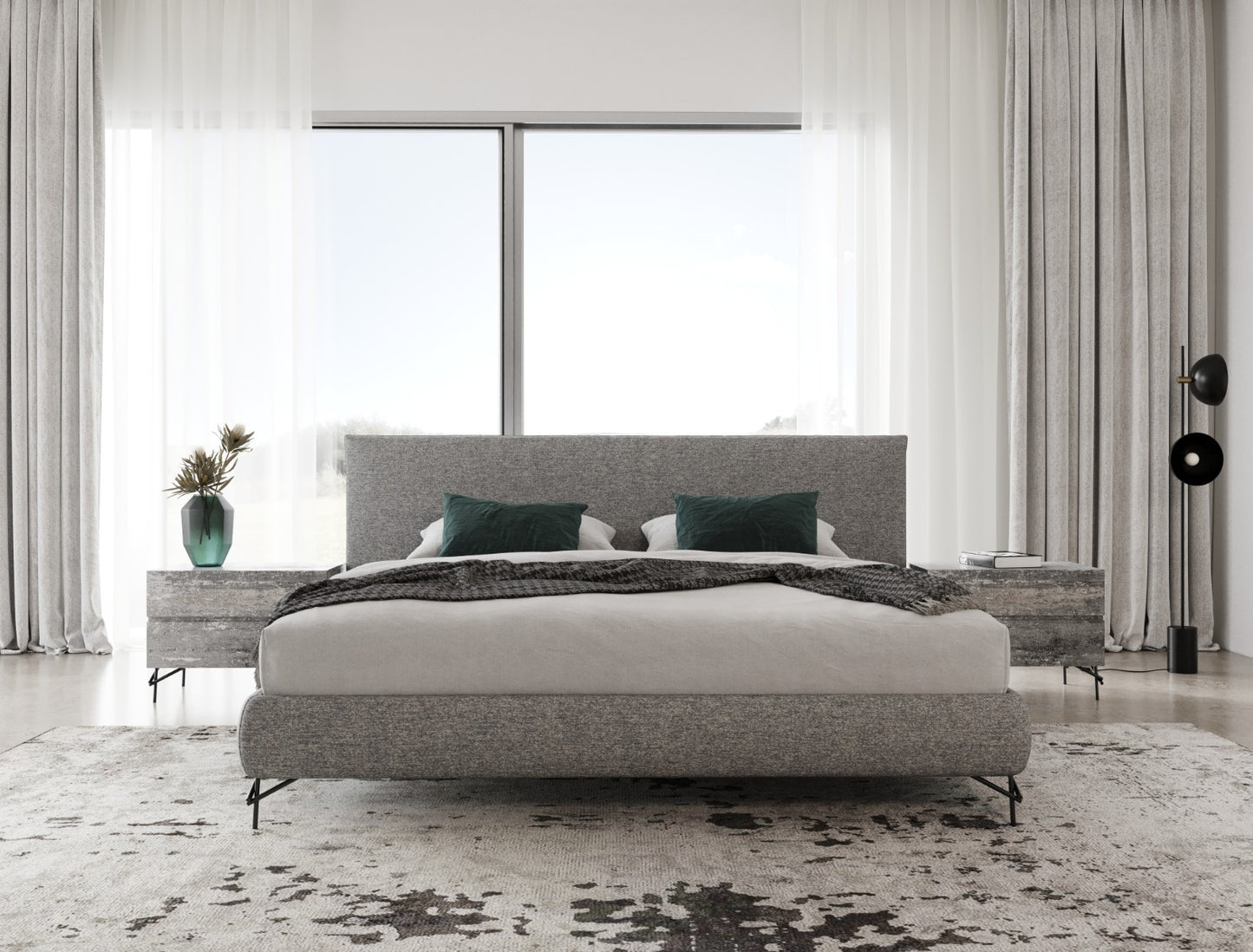 Nova Domus Aria - Italian Modern Grey Fabric Q Bed