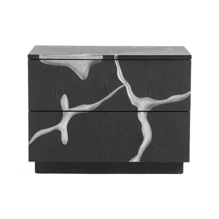 Modrest Aspen - Modern Matte Brown Ash & Silver Nightstand