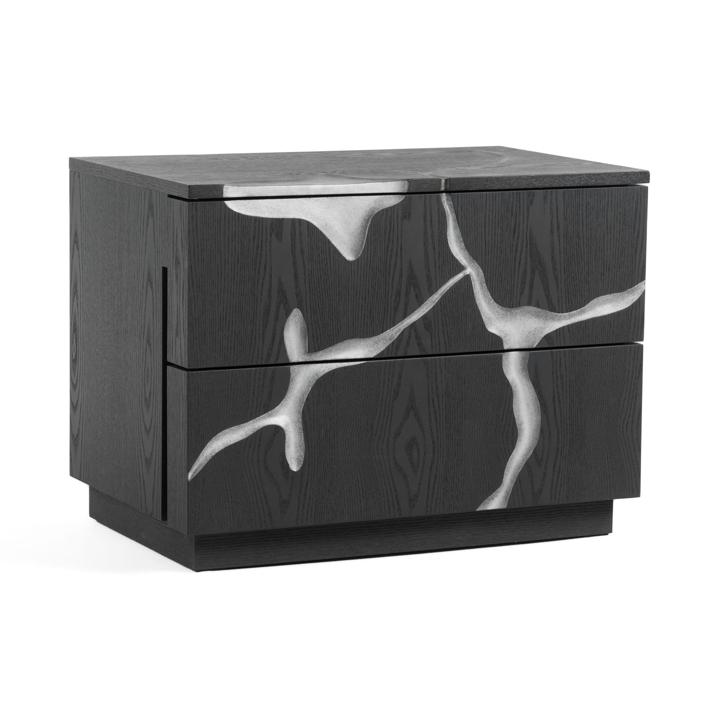 Modrest Aspen - Modern Matte Brown Ash & Silver Nightstand