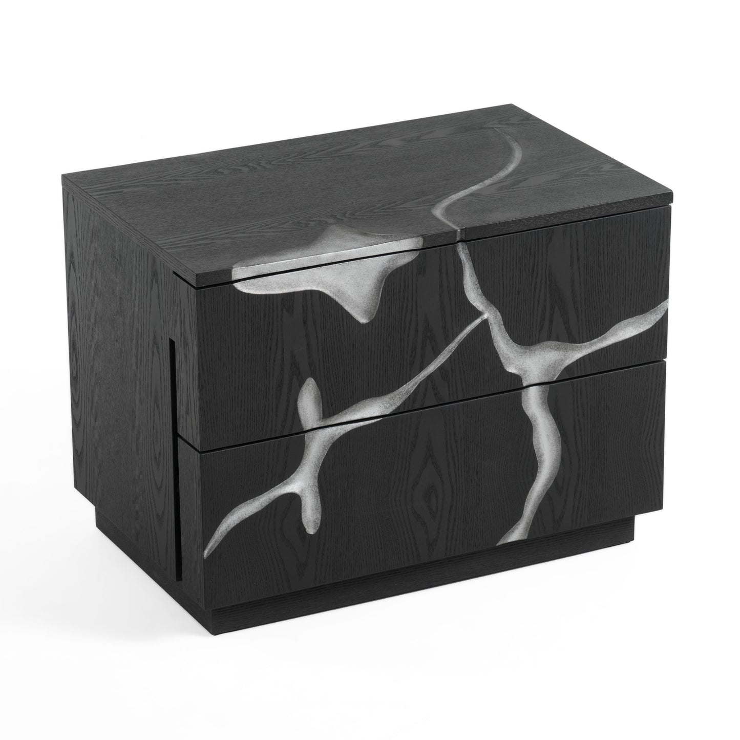 Modrest Aspen - Modern Matte Brown Ash & Silver Nightstand