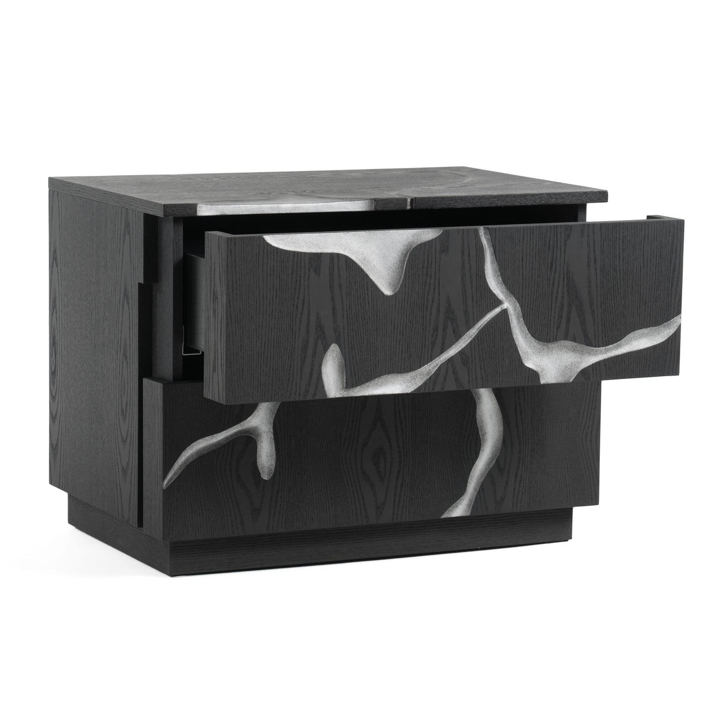 Modrest Aspen - Modern Matte Brown Ash & Silver Nightstand