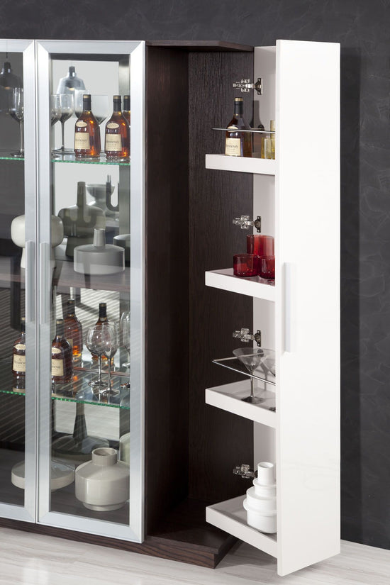 Union Modern Brown Oak w/ Grey Gloss Wine Cabinet