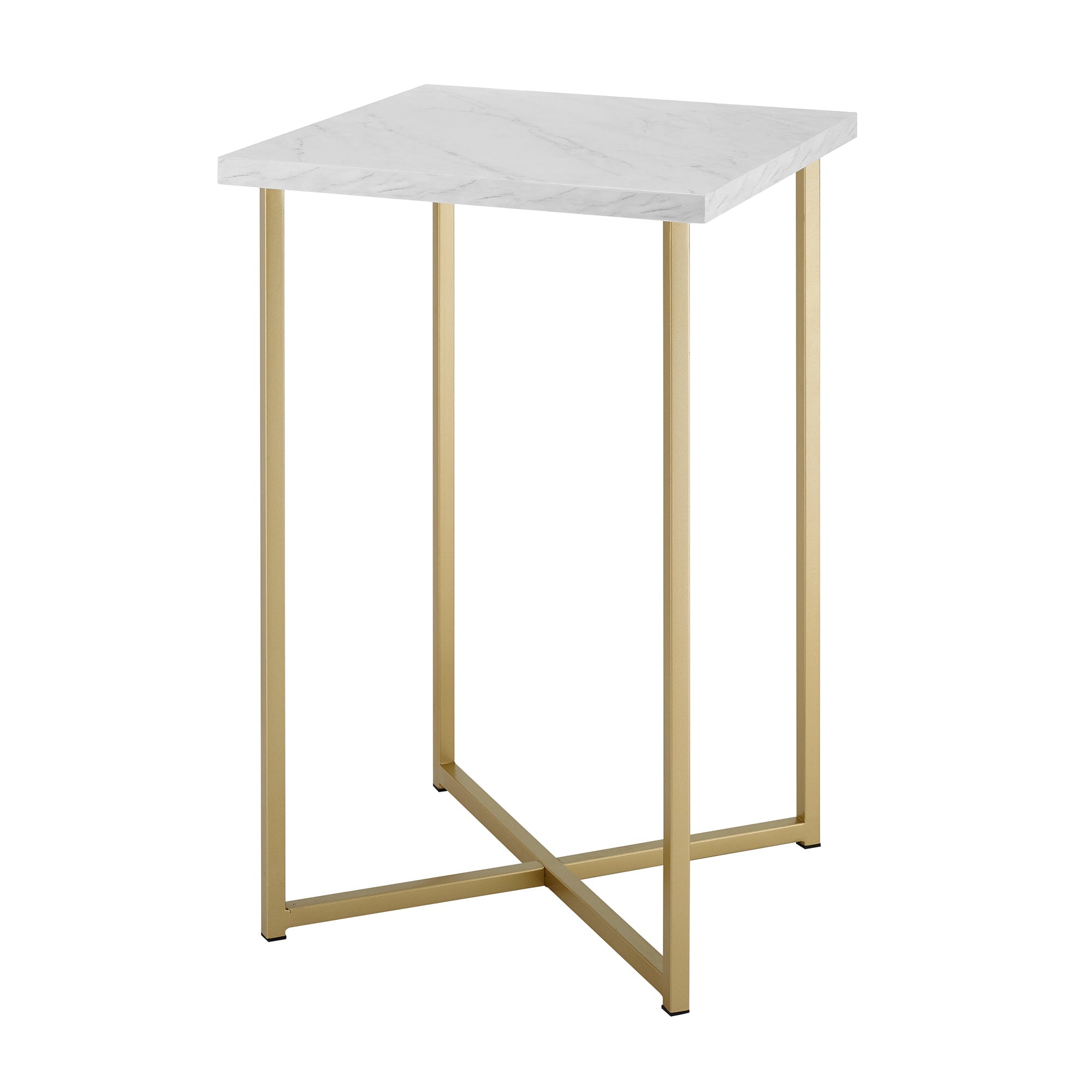 Modern Glam Metal and Wood Square Accent Tables 2-Piece Set