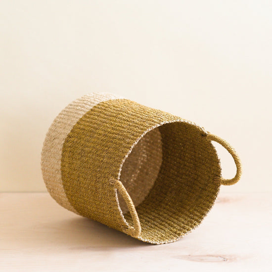 Mustard Floor Basket with Handle