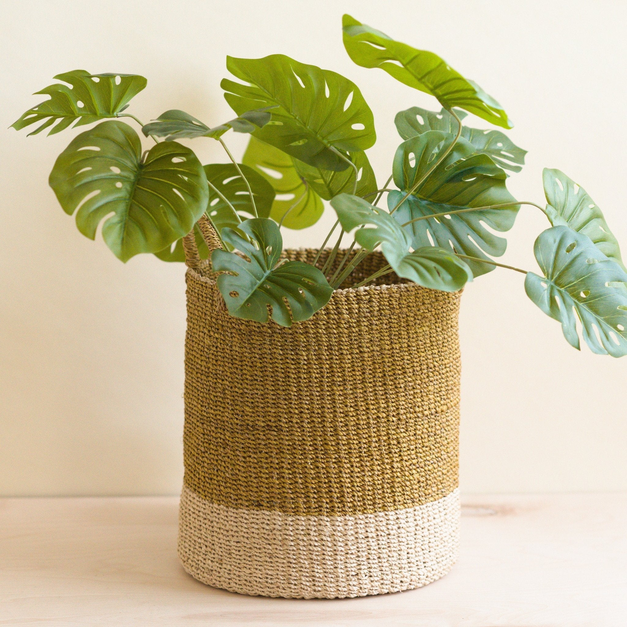 Mustard Floor Basket with Handle