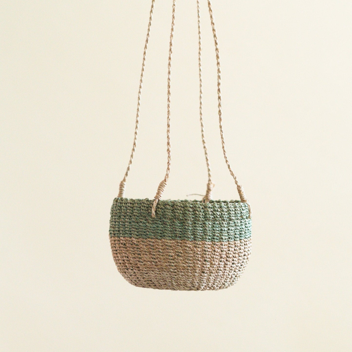 Natural and Sage Hanging Planter