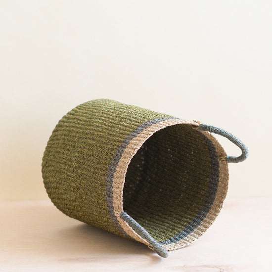 Olive Floor Basket with Handles