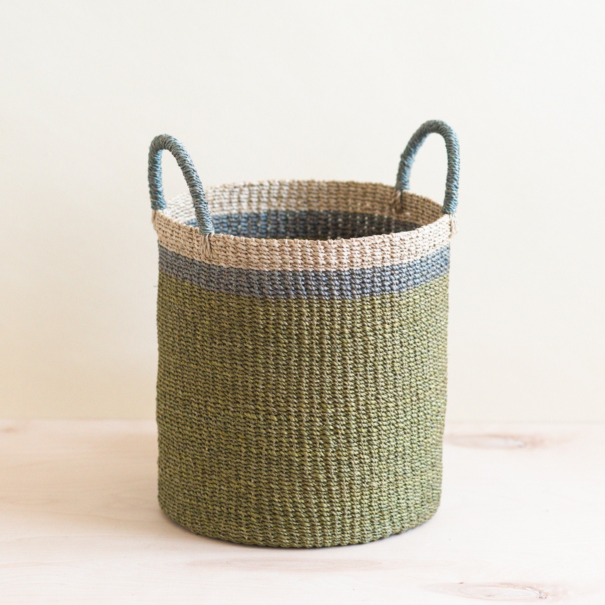 Olive Floor Basket with Handles