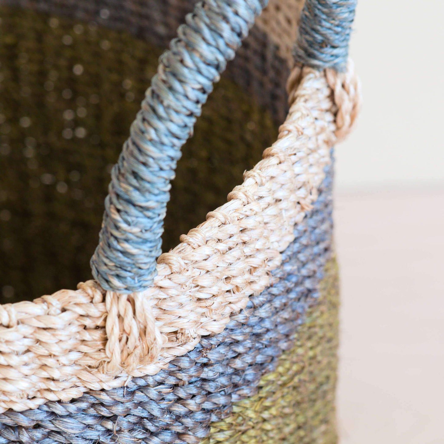 Olive Floor Basket with Handles