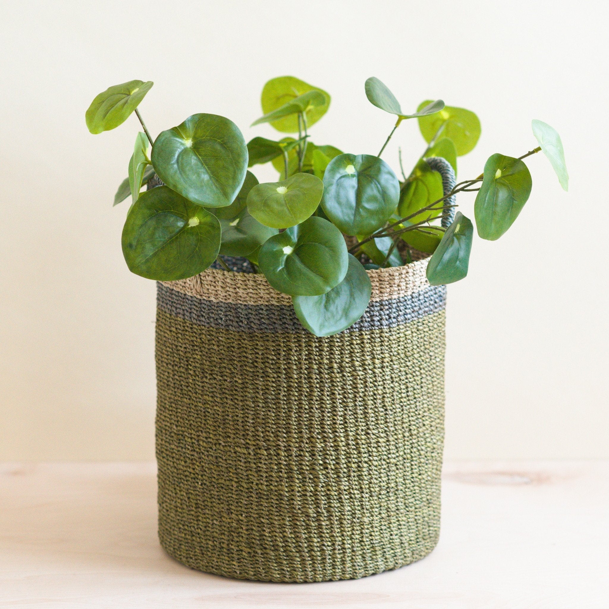 Olive Floor Basket with Handles