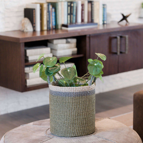 Olive Floor Basket with Handles