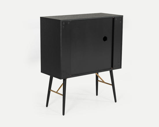 Modrest Billy Modern Black Oak & Gold Tall Buffet