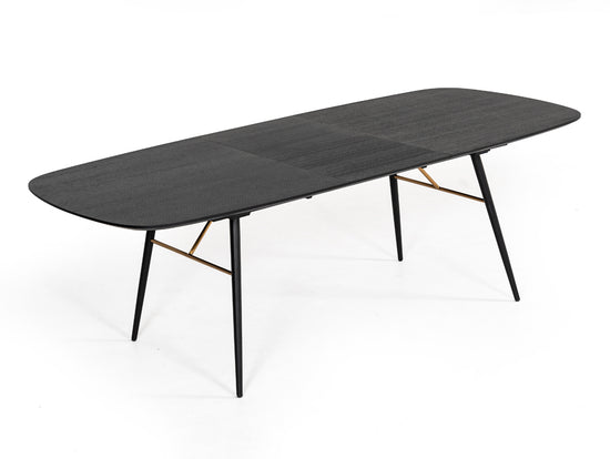 Modrest Billy Modern Black Oak & Gold Extendable Dining Table