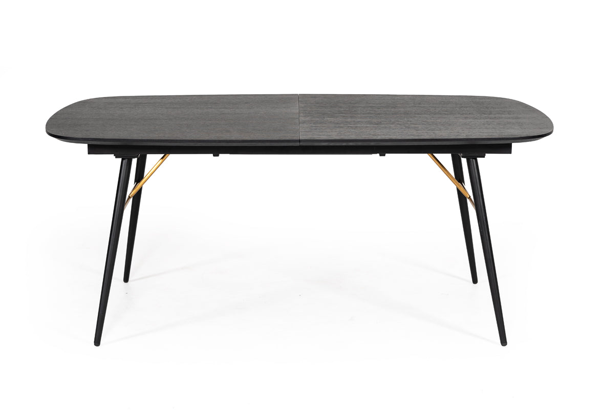 Modrest Billy Modern Black Oak & Gold Extendable Dining Table