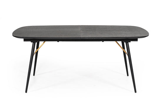 Modrest Billy Modern Black Oak & Gold Extendable Dining Table