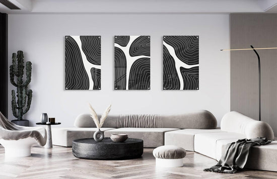 Black and White Pattern Set of 3 Prints Modern Wall Art Modern Artwork