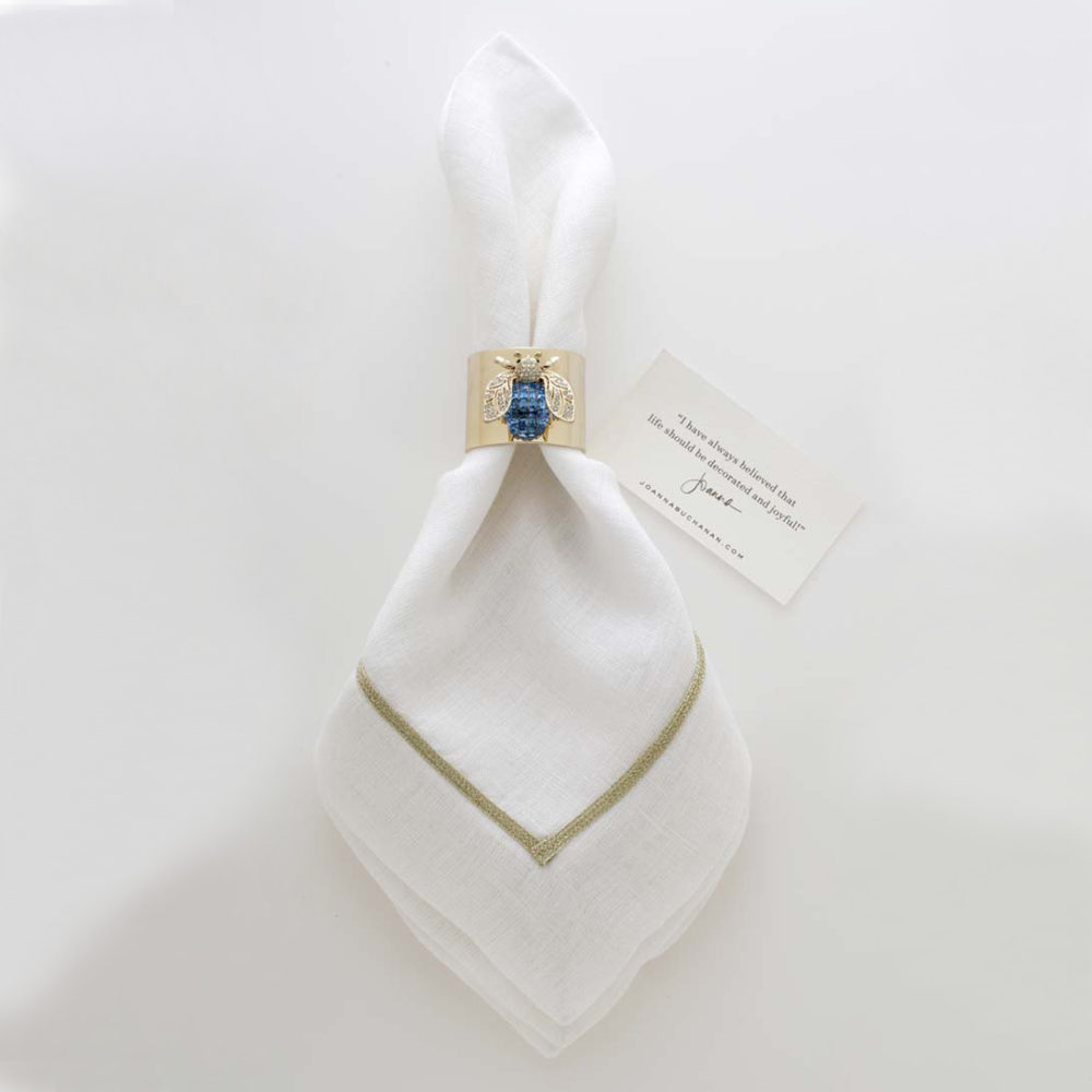 Sparkle Bee Napkin Rings, Blue, Set of Two