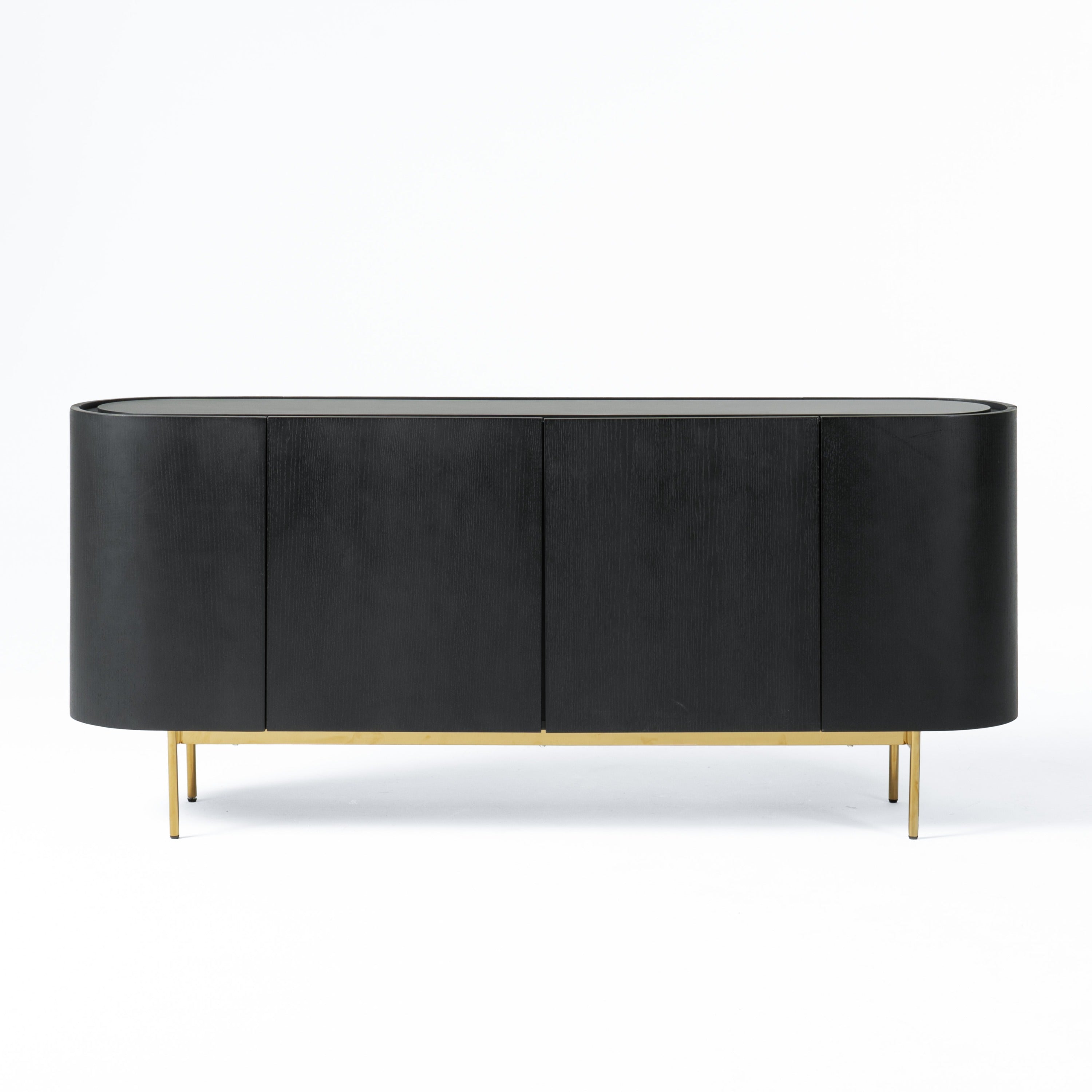 Modrest Bowie - Mid-Century Modern Black Oak + Brass Buffet