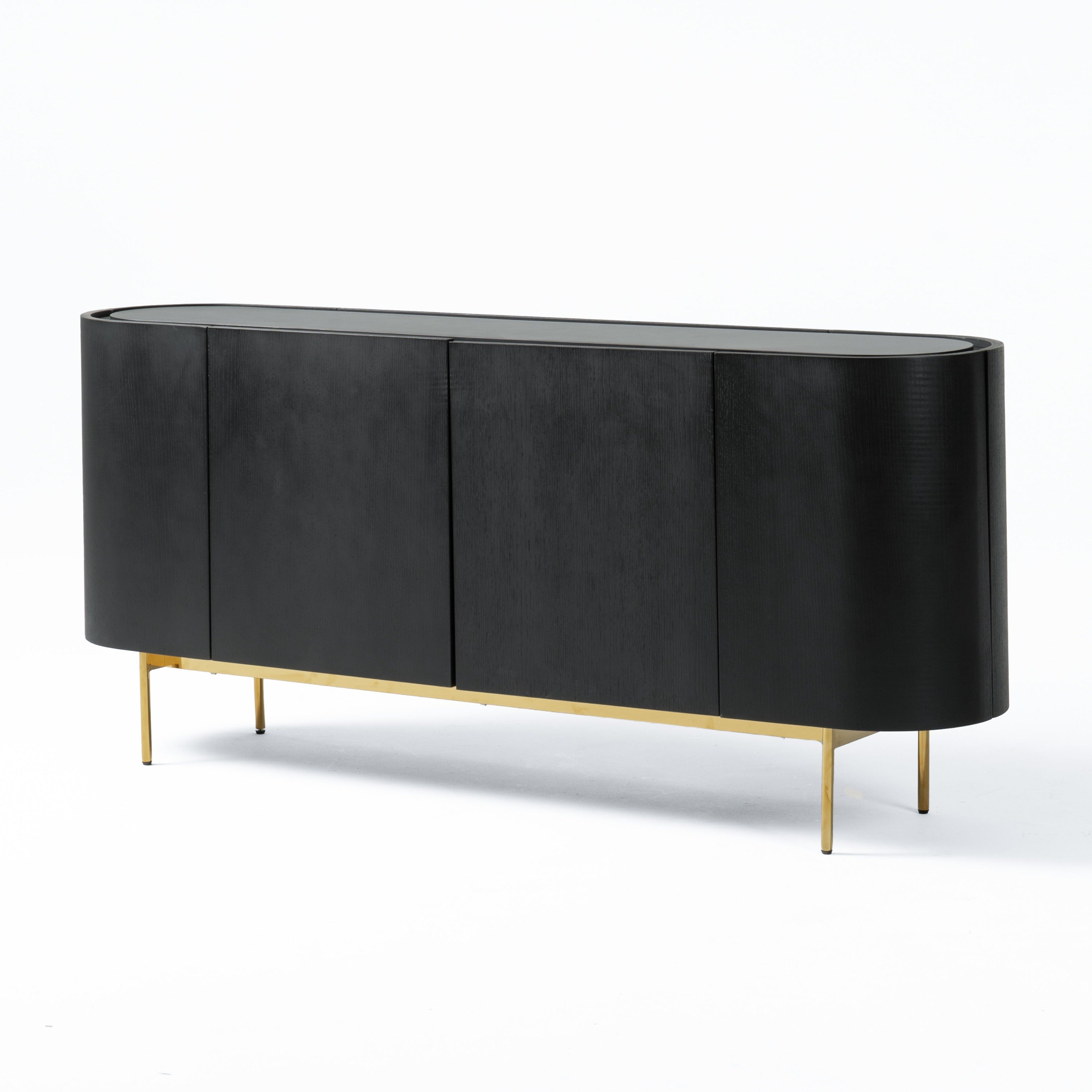 Modrest Bowie - Mid-Century Modern Black Oak + Brass Buffet