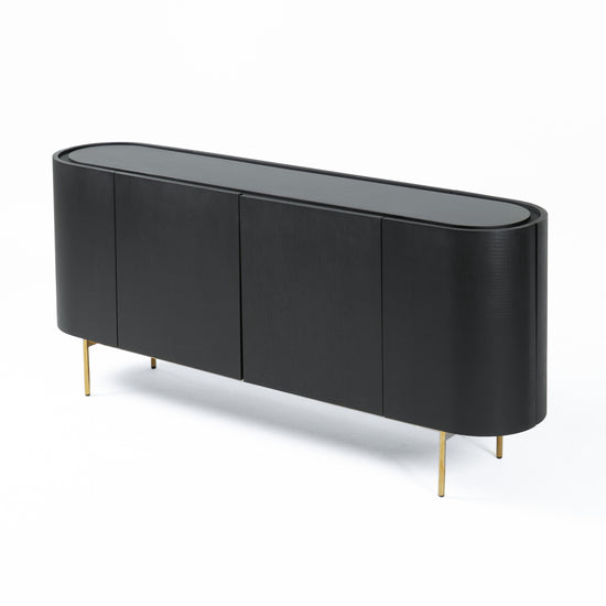 Modrest Bowie - Mid-Century Modern Black Oak + Brass Buffet