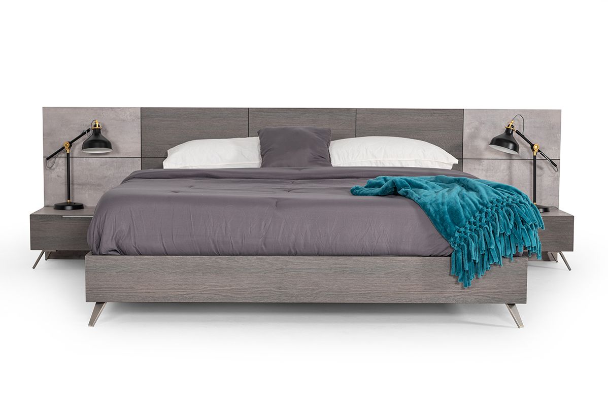 Queen Nova Domus Bronx Italian Modern Faux Concrete & Grey Bed