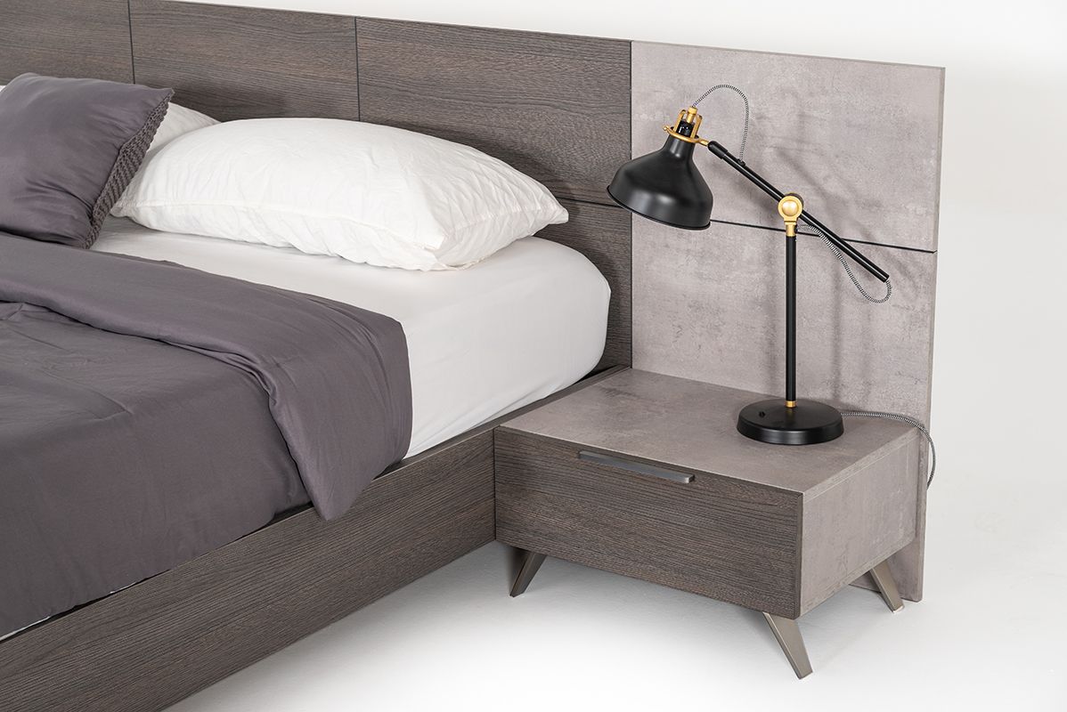 Queen Nova Domus Bronx Italian Modern Faux Concrete & Grey Bed