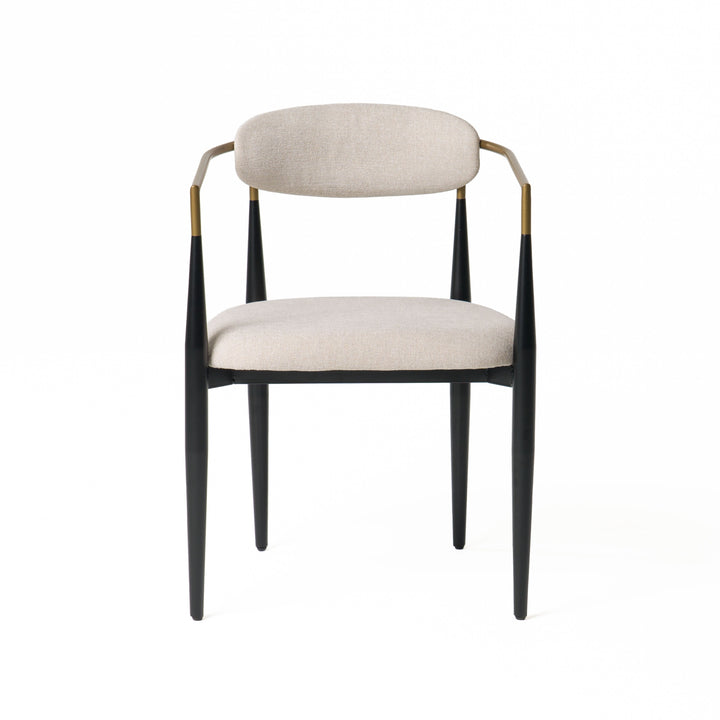 Modrest Buchtel - Mid-Century Modern Light Grey + Gold Arm + Black Dining Chair