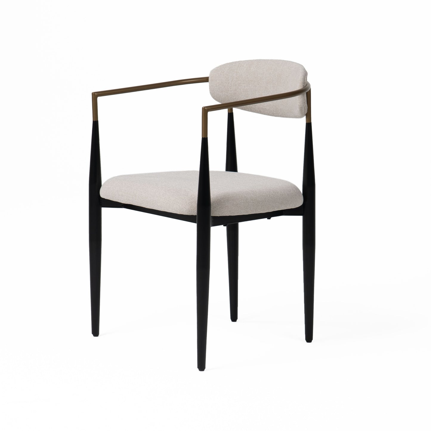 Modrest Buchtel - Mid-Century Modern Light Grey + Gold Arm + Black Dining Chair