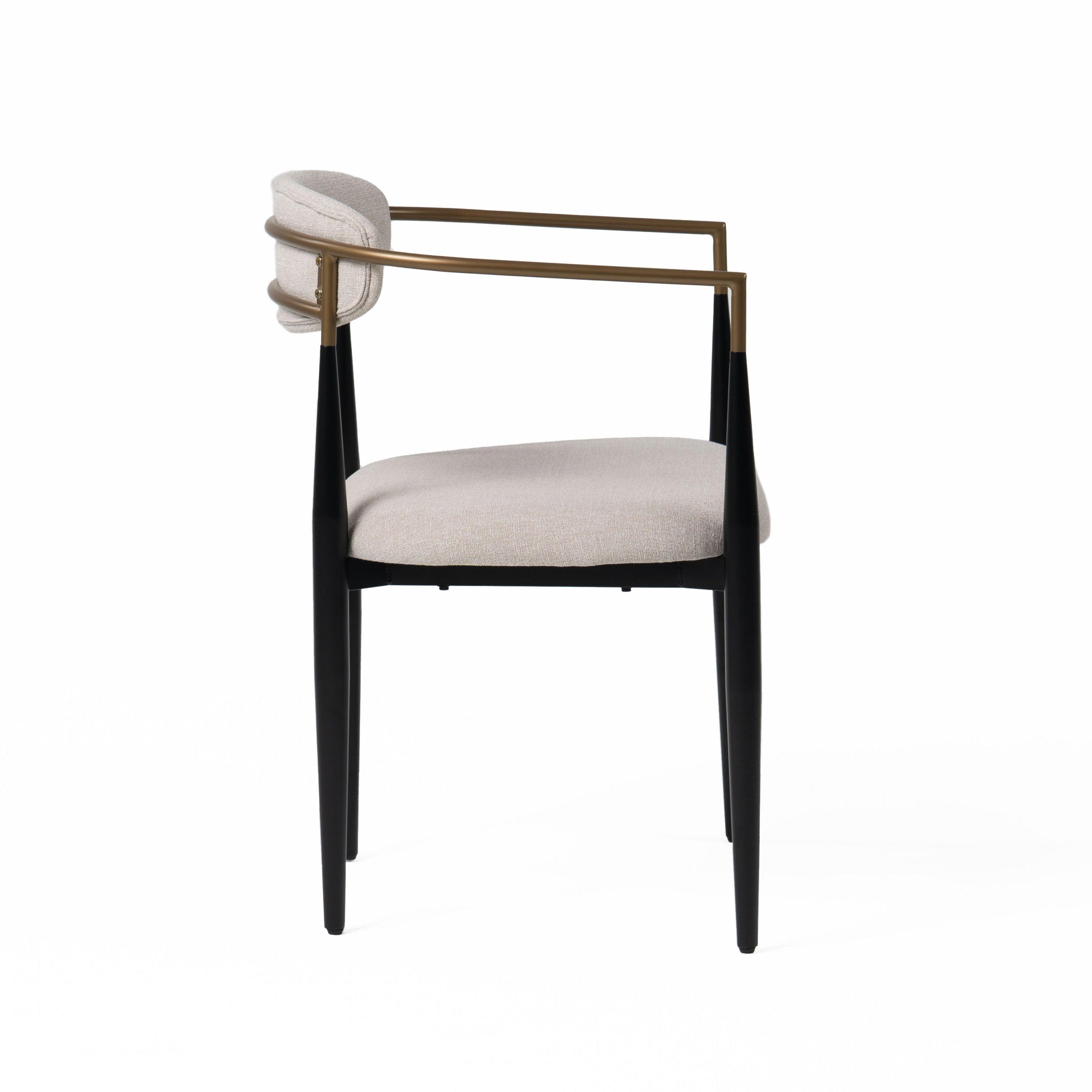 Modrest Buchtel - Mid-Century Modern Light Grey + Gold Arm + Black Dining Chair