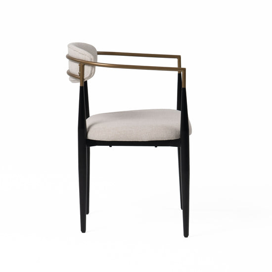 Modrest Buchtel - Mid-Century Modern Light Grey + Gold Arm + Black Dining Chair