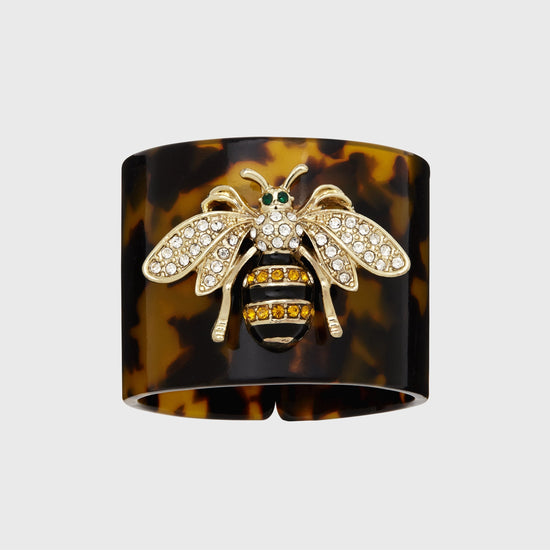 Stripey Bee Resin Napkin Rings, Tortoiseshell, Set of Four