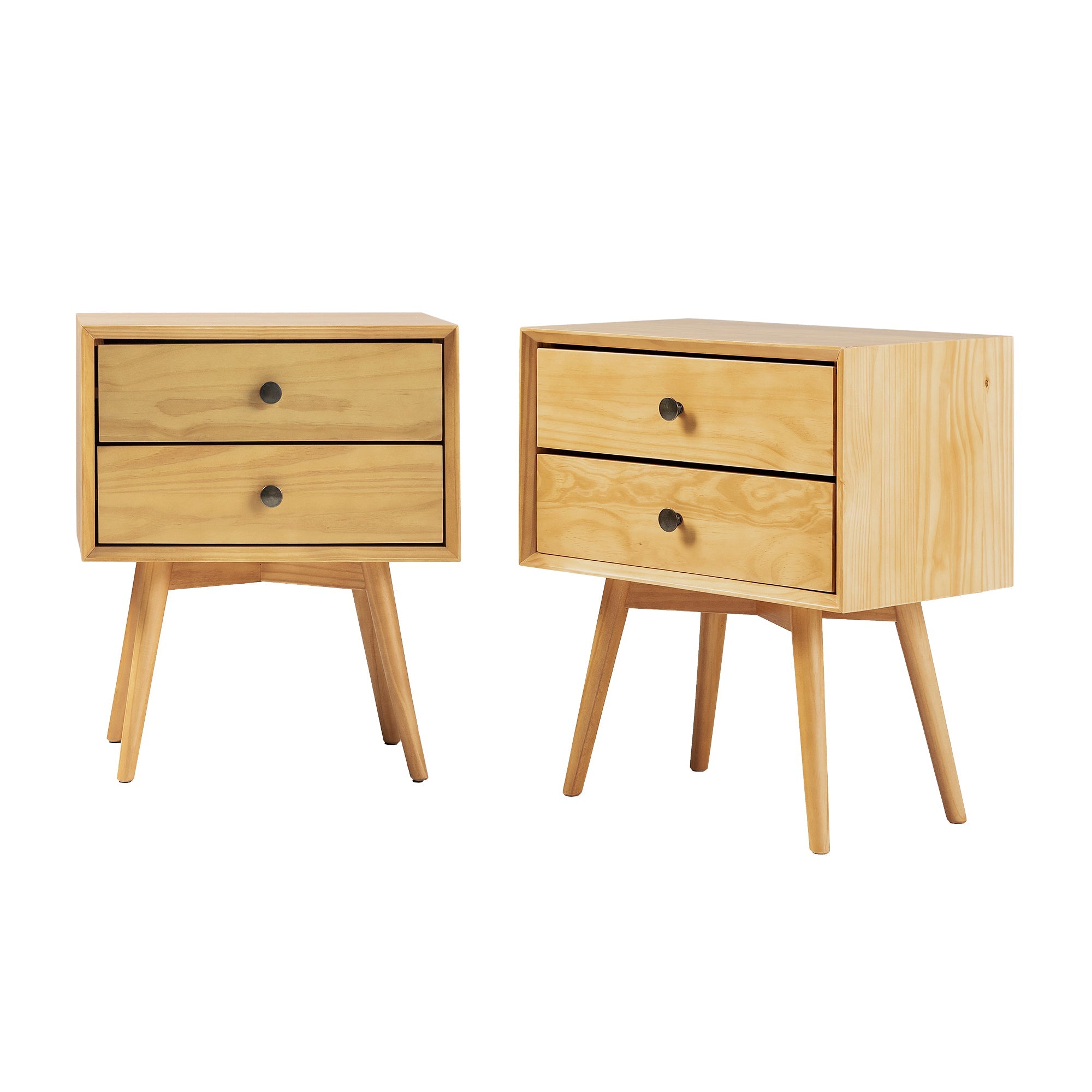 Mid-Century Solid Wood Nightstand Collection (1 or 2 Drawer)