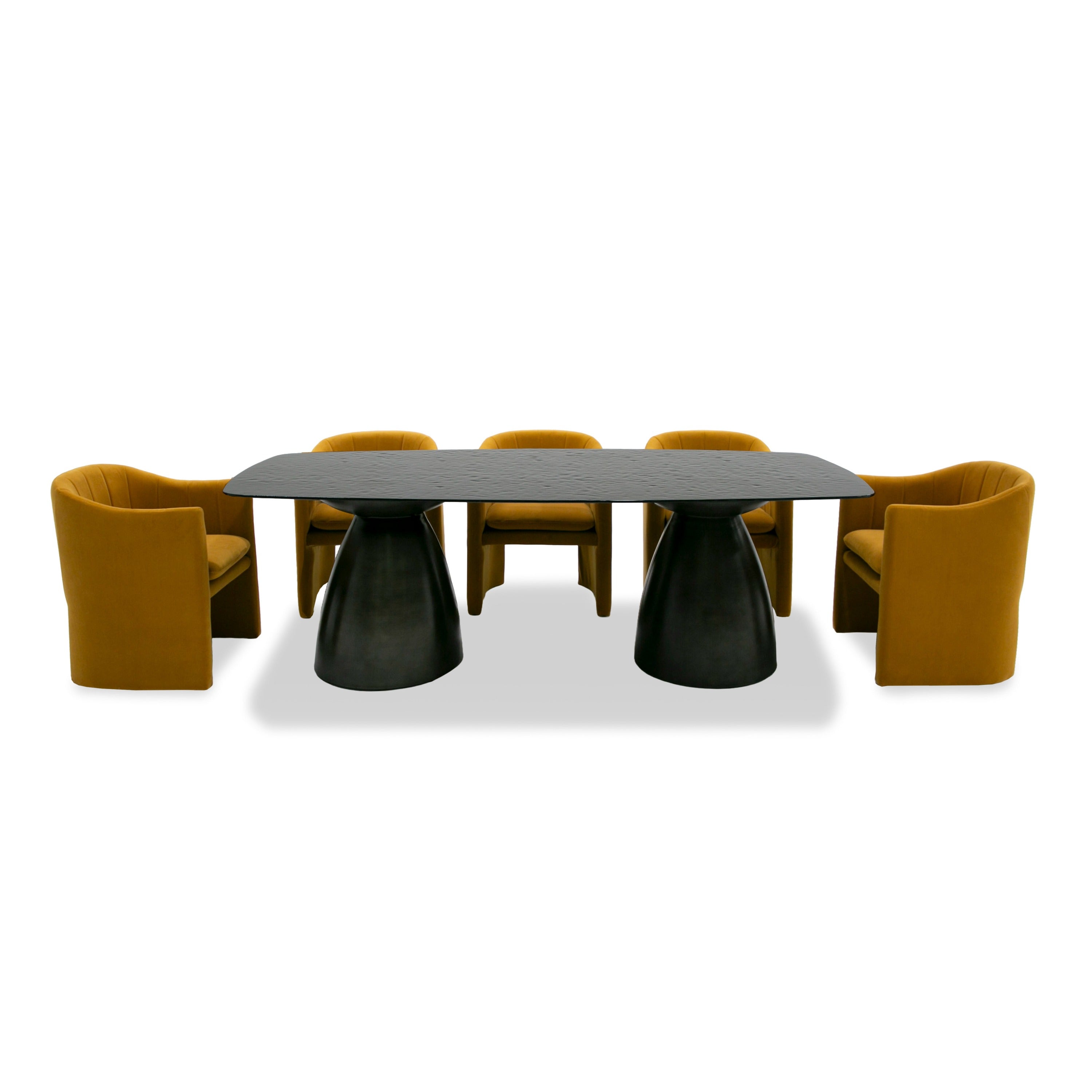 Modrest Calexico - Contemporary Black Wave Glass Rectangular Dining Table